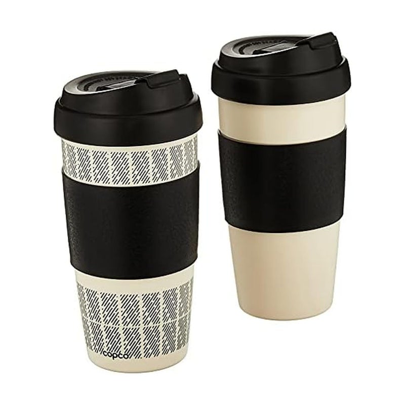 Copco 5237160 Reusable, Insulated Double Wall Travel Mugs 16-ounce White/Black , 2 Count ( Pack of 1) - Image 1